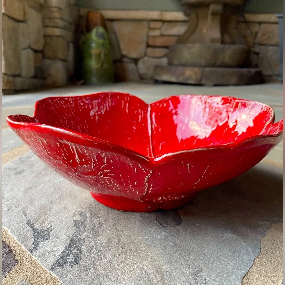 New🌟Anthropologie-Red Poppy Bowl -medium
